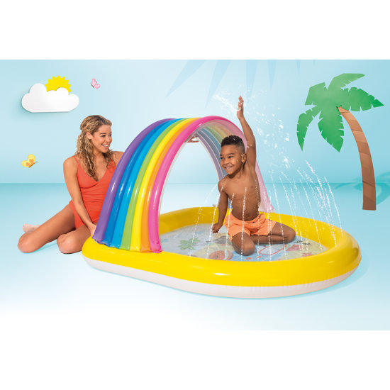 Intex regenboog kinderzwembad met sproeier
