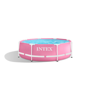 Metal framepool 244x76 cm Roze + filterpomp