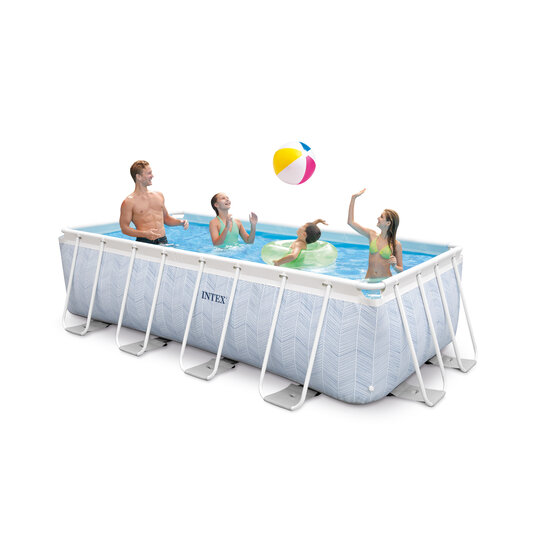 Intex Prism Frame Pool Chevron 400x200x100 cm + filterpomp en ladder