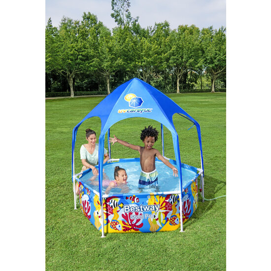 Bestway  frame pool 183x51 cm met schaduwdak en sproeier