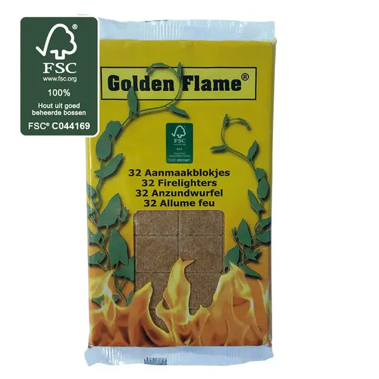Golden Flame aanmaakblokjes  FSC bruin (32 stuks)