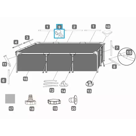 Bestway T stuk voor Splash Frame Pool
