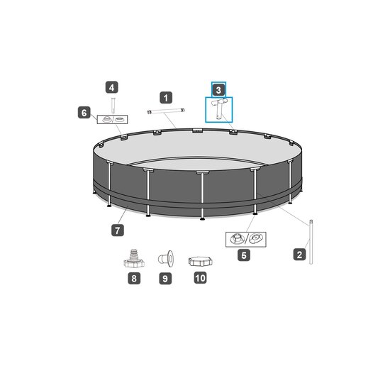 Bestway kunststof blauw t-stuk Steel Pro Framepool 366x76 cm