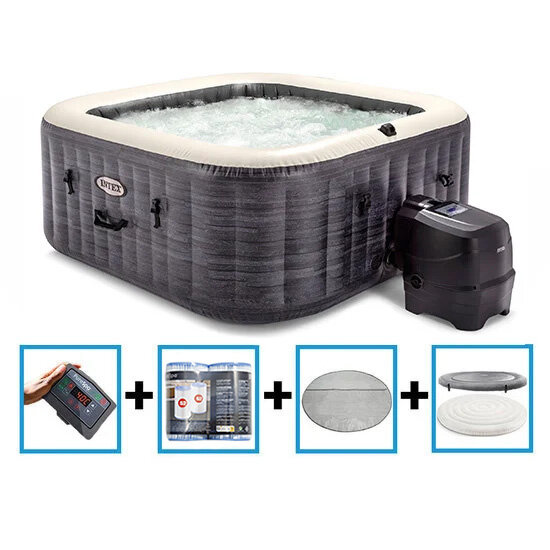 Intex PureSpa Greystone Deluxe Bubble Therapy + HWS + ZWS - 4 personen