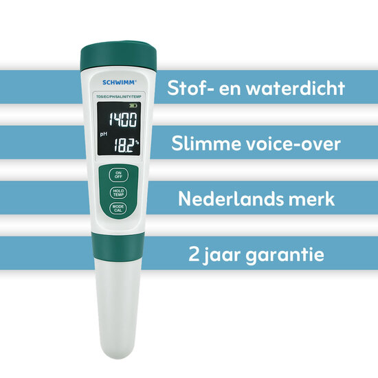 Schwimm® digitale tester oplaadbaar voor pH en zoutgehalte