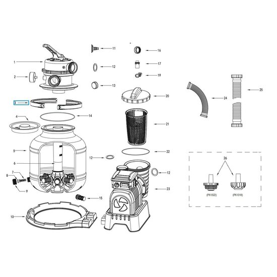 Bestway Bovenaansluitklem voor diverse Flowclear zandfilters