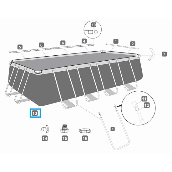 Bestway Afdekzeil rechthoekig voor Power Steel 488x244 cm