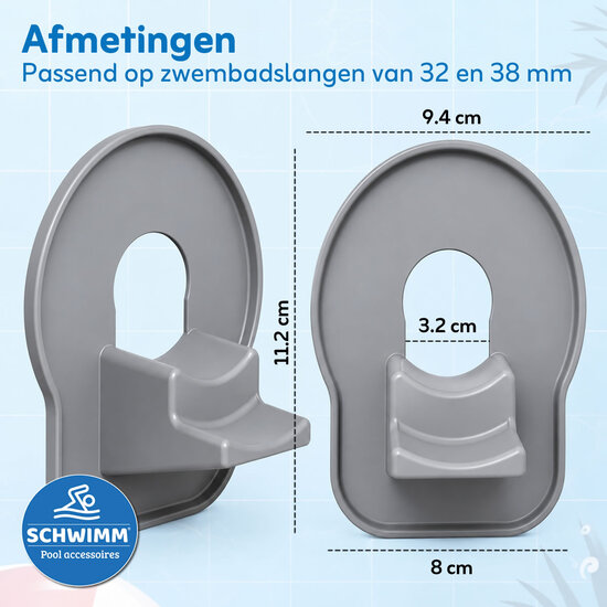 Schwimm® Universele zwembadslanghouder met knikbescherming - Voor 32 & 38 mm zwembadslangen (2 stuks)