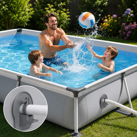Schwimm® Universele zwembadslanghouder met knikbescherming - Voor 32 & 38 mm zwembadslangen (2 stuks)