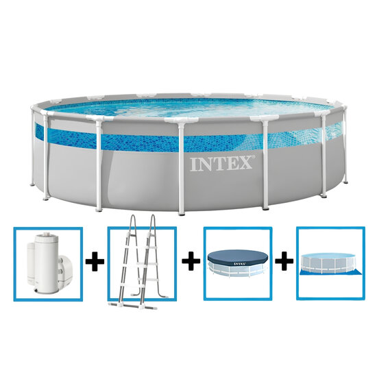 Intex Prism Frame Clearview Pool 427x107 cm + filterpomp en acc.