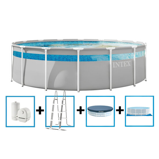 Intex Prism Frame Clearview Pool 488x122 cm + filterpomp en acc.