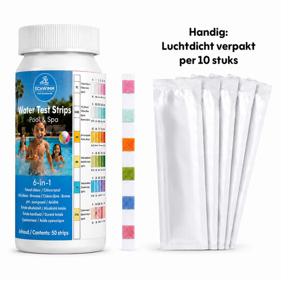Schwimm® Teststrips Zwembad & Spa 6-in-1 (50 stuks)