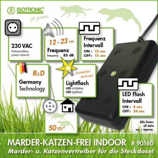 Isotronic marter- en kattenverjager LED voor binnen