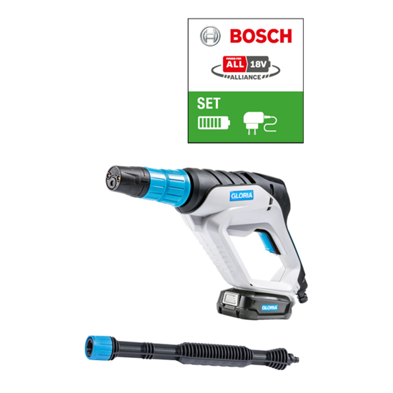 Gloria MultiJet 18V Set  incl. lader en 2.5 Ah Accu)