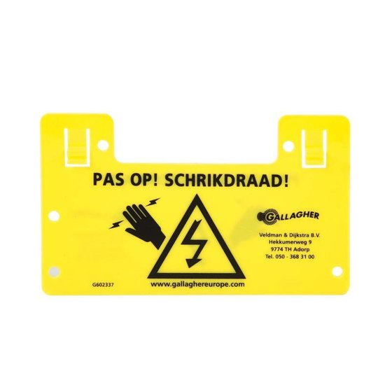 Gallagher Waarschuwingsbordje Pas op! Schrikdraad!