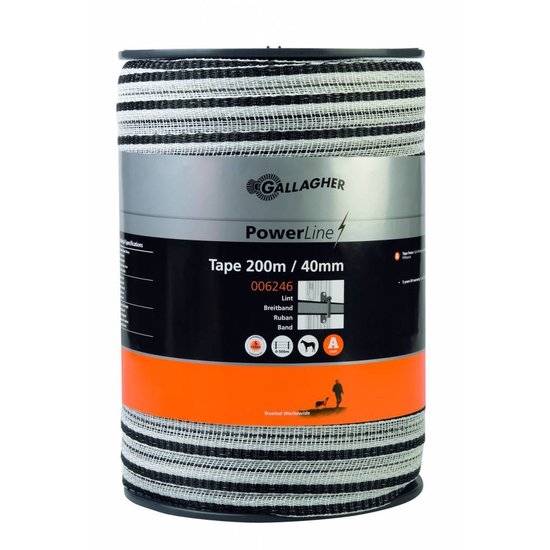 Gallagher PowerLine lint 40 mm wit 200 m
