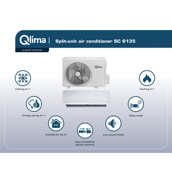 Qlima Wifi split-unit airco SC 6135 (tot 100 m³)