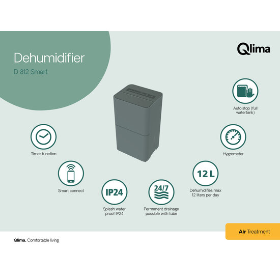 Qlima Luchtontvochtiger D 812 Smart + Wifi (tot 100 m³