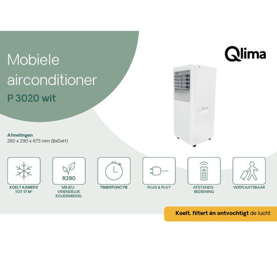Qlima Mobiele airconditioner P 3020 wit