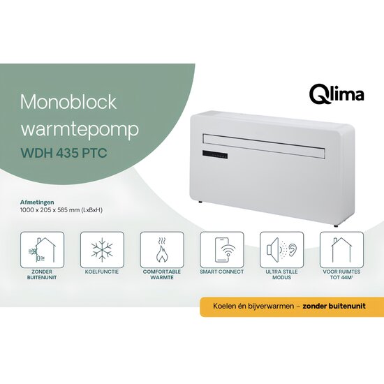 Qlima airconditioner WDH 435 PTC zonder buitenunit + WiFi (tot 110 m³)
