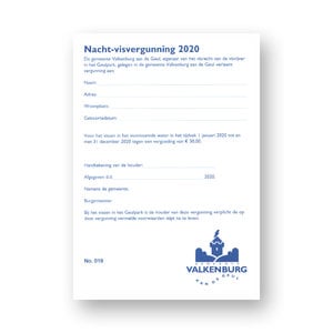Gem. Valkenburg a/d Geul Nacht Visvergunning 2025 Valkenburg Volwassenen