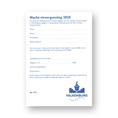 Gem. Valkenburg a/d Geul Nacht Visvergunning 2023 Volwassenen Geulpark Valkenburg