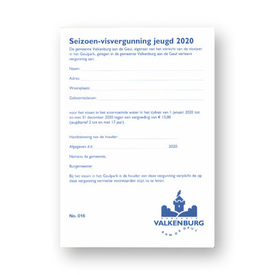 Gem. Valkenburg a/d Geul Seizoen 2025 Visvergunning Jeugd Geulpark Valkenburg