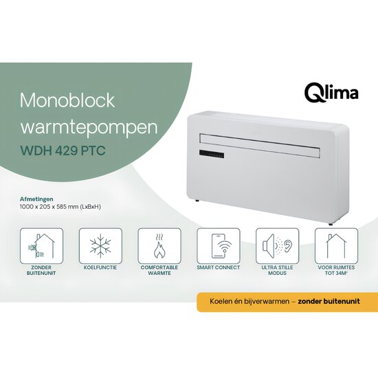 Qlima airconditioner WDH 429 PTC zonder buitenunit + WiFi (tot 85 m³)