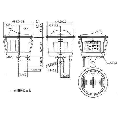 schakelaar met 'work light' symbool 12-24V