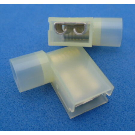 6.3 mm schuifstekker geel haaks