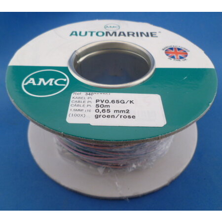 Draad 0.65 mm2 groen/rose