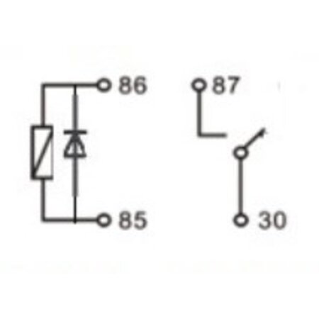 2741 relais maakkontakt 12V - 40A met diode