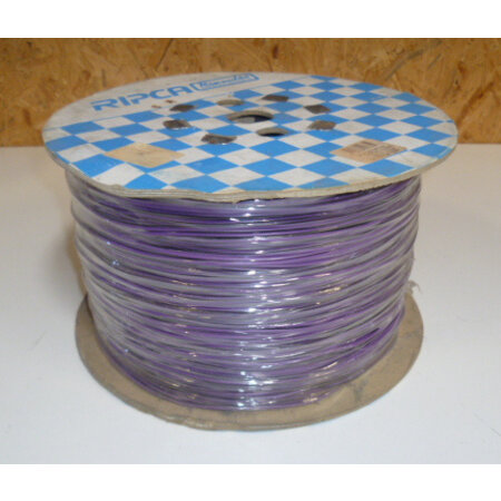 Draad  0,65 mm2 paars/zwart 1000 meter