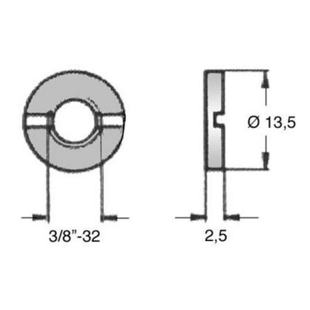 Ring Nut - Slotted 3/8"-32G ø13,5x2,5mm / Brass Nickel plated