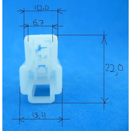Stekkerhuis 2 polig T-vorm 6,3 mm wit male