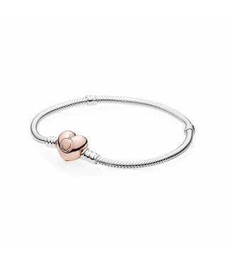 Pandora bracelet with Heart-Shaped Pandora Rose Clasp 580719