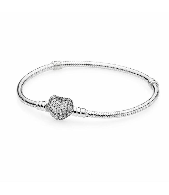 Pandora Silver bracelet with heart-shaped clasp 590727CZ