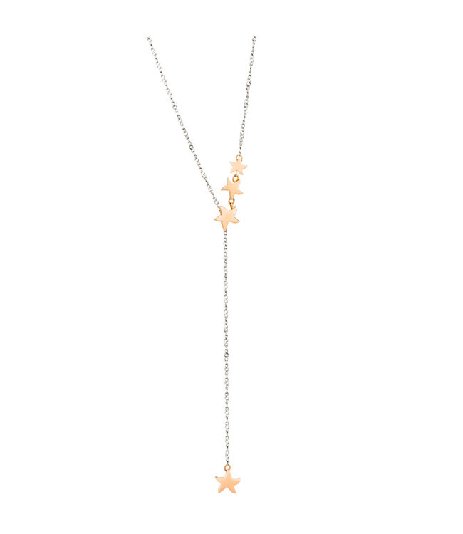 Dodo ketting Stellina zilver en 9kt roosgoud DCC1009-STAR-0009R