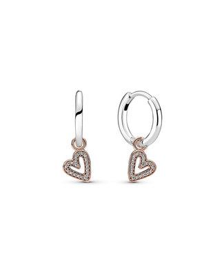 Pandora Sparkling Freehand Heart hoop earrings 280090C01