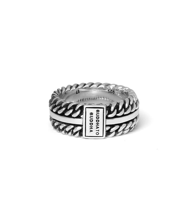 Buddha to Buddha Chain Texture silver ring 788