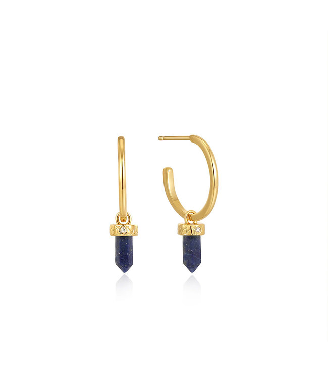 Second Nature - Lapis Point Pendant small hoop earrings - E039-03G-L