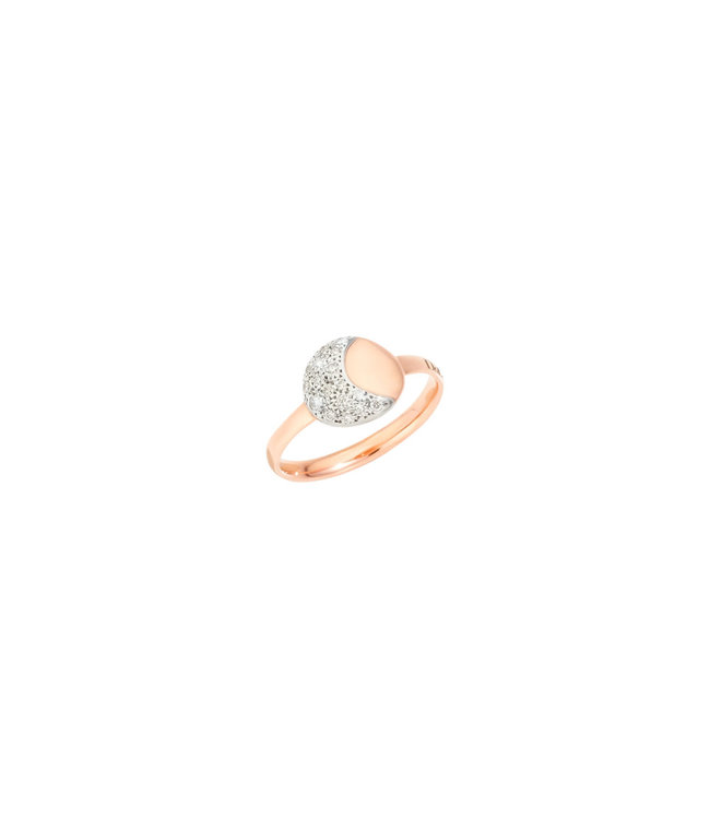 Dodo ring Moon & Sun - 9kt rose gold & white diamonds DAC2006-MOSUN-DB09R