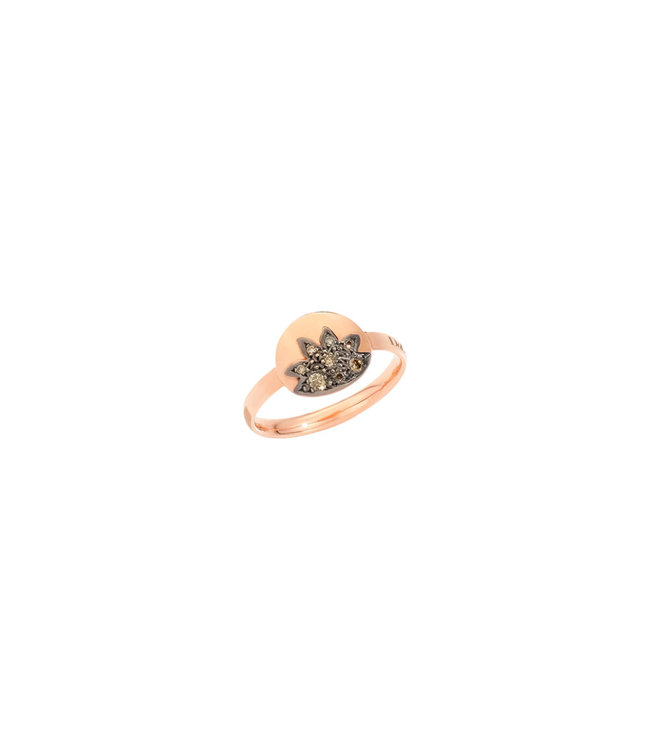 Dodo ring Moon & Sun - 9kt rose gold & brown diamonds DAC2009-MOSUN-DBR9R