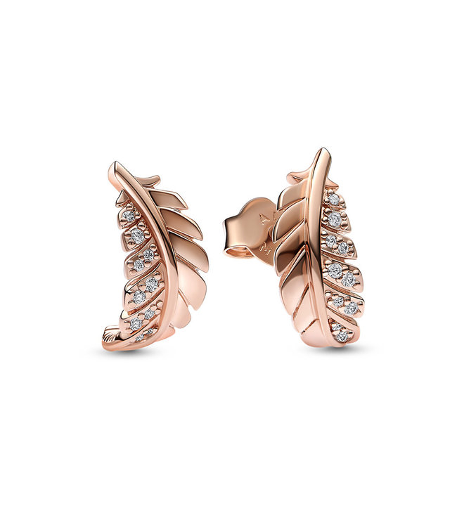 Pandora Floating Curved Feather stud earrings rose 282574C01