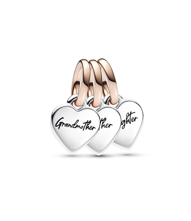 Pandora Two-tone Spittable Family Generation of Hearts Triple dangle 782648C00