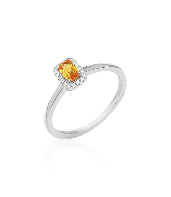 Willems Creations Ma vie en rose ring 18kt yellow gold  - Orange Sapphire 0.40ct and diamonds 0.07ct - 57709ROS-53YG-18
