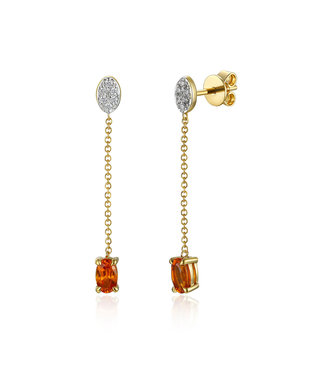 Willems Creations Ma vie en rose earring 18kt - orange sapphire 0.64ct and diamonds 0.07ct - 83311EOS-YG-18
