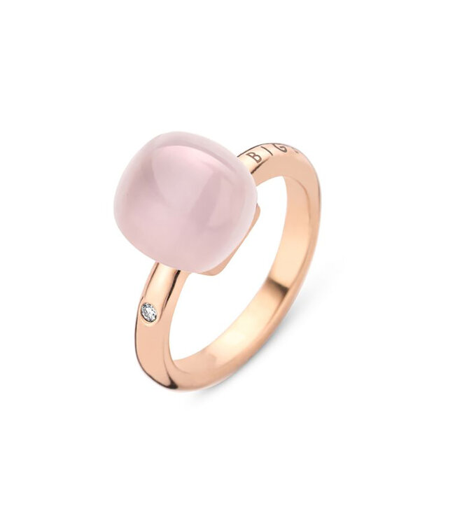 Bigli ring Mini Sweety - Roze kwarts met parelmoer - 20R88Rpqmp