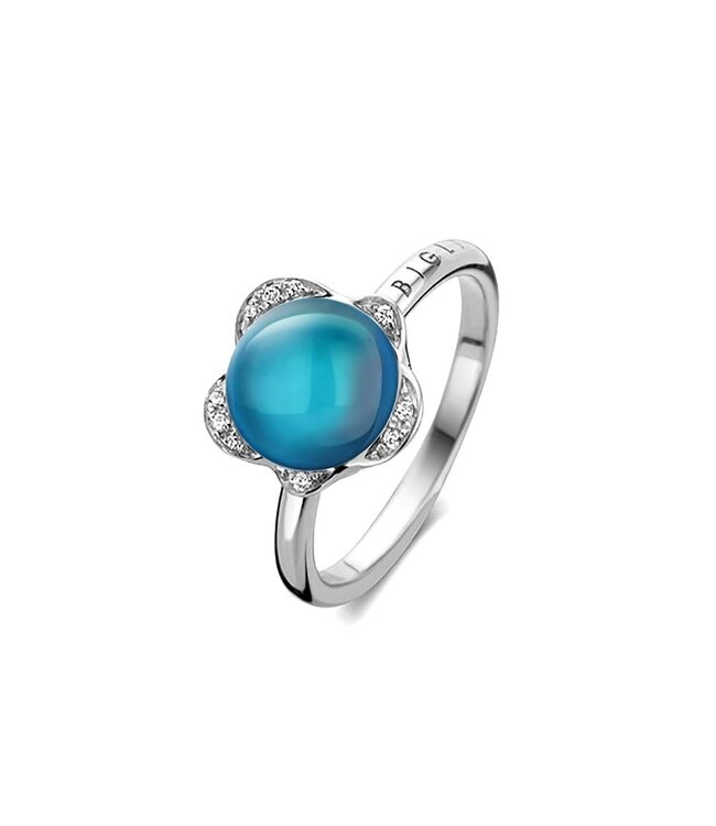 Bigli ring Lily Bloom - London Blue topaas met parelmoer - 20R126Wlobmpdia