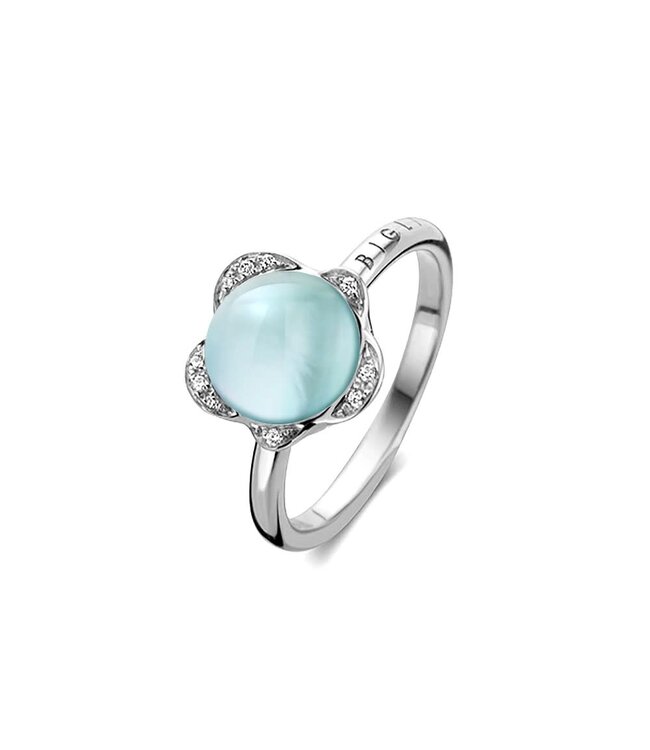 Bigli ring Lily Bloom - Rock crystal met parelmoer en turquoise - 20R126Rcrmptudia